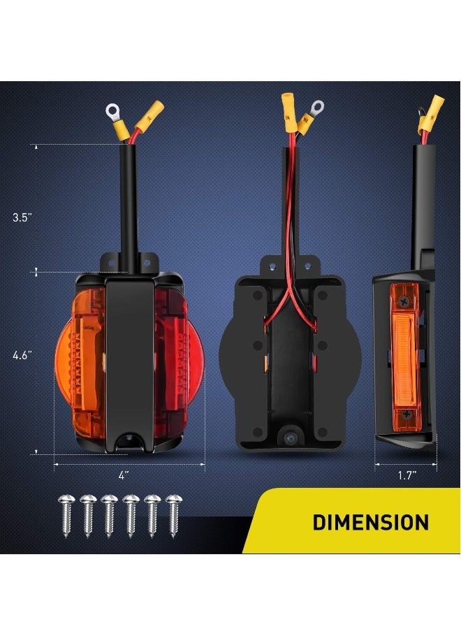 Loquat 2PCS Dual Face LED Trailer Fender Lights Amber Front and Red Rear Pre Wired for Easy Installation Drive Safely for Trailer Lorry Caravan Van Tractor - Image 5