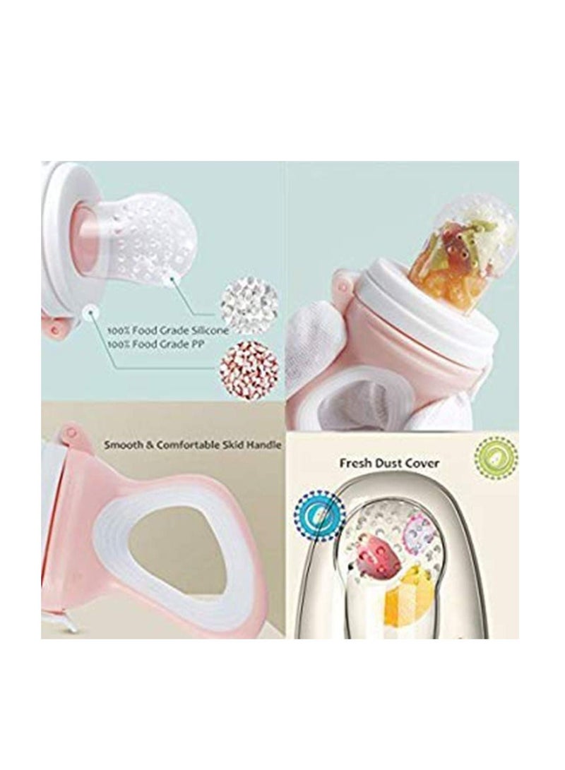 SYOSI 2 Pack Fresh Fruit Silicone Nipple Teething Toy-Fresh Fruit Feeder for kids Bonus 3 Pcs Replacement Silicone Pouches Baby Fruit Feeder Pacifier Teething Pacifiers Nibbler - Image 2