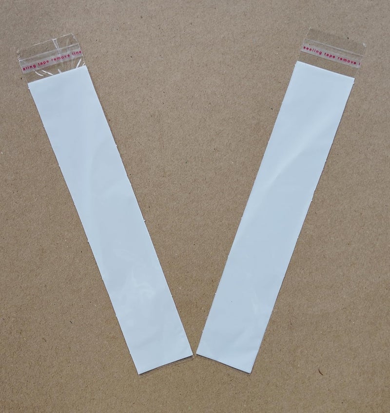 VSC Self Adhesive Resealable Clear Transparent Poly Plastic Packaging Bags with White Background 1.5X8 inches - 100 pcs - Image 1