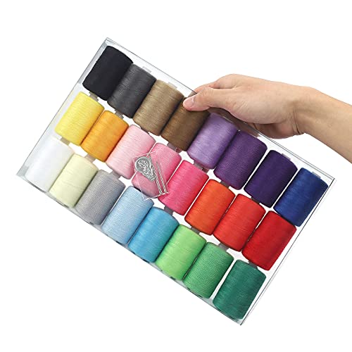 NEX 24 Pcs Sewing Thread Kit, 1000 Yards Each Spool Thread, 24 Colors Assortment Polyester Thread for Sewing Machine, Hand Stitching & Quilting - Image 2