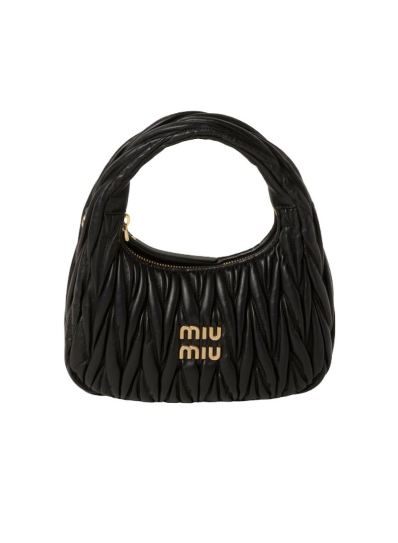 Miu Miu Wander Nappa Hobo Bag Medium Black - Image 1