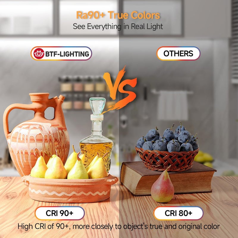 BTF-LIGHTING شريط LED مرن عالي الكثافة BTF-LIGHTING FCOB COB 9W/m 16.4FT DC12V أبيض دافئ 2700K CRI 90+ عرض 8mm قابل للتعتيم للزينة الداخلية (بدون محول أو وحدة تحكم) - Image 4