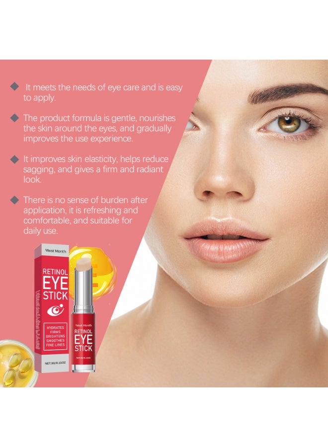 WEST MONTH 2-PACKS Retinol Eye Stick, Portable Under Eye Skin Care Balm, Moisturizing Eye Cream Stick for Daily Eye Area Skincare, 3g*2 - Image 2