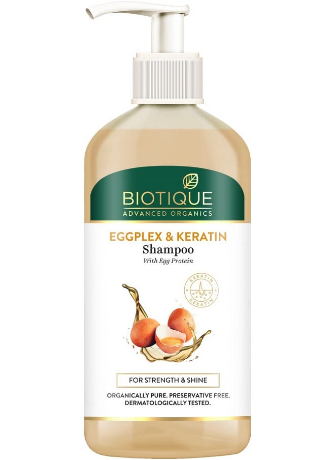 Biotique Eggplex & Keratin Shampoo For Thicker & Shinier Hair - Prevents Breakage, Gentle Cleanse | Protein Shampoo| For Men & Women - 300Ml  - Image 1