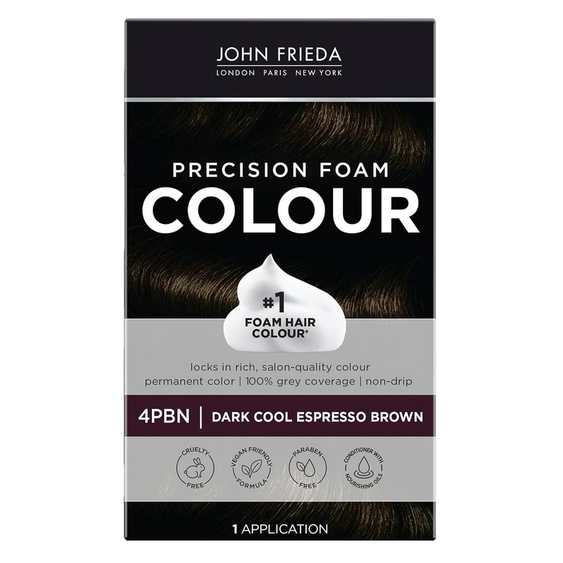 John Frieda Precision Foam Colour Dark Cool Espresso Brown FullCoverage Hair Color Kit AntiFade Gray Coverage Deep Color Saturation Hair Dye 1 Application