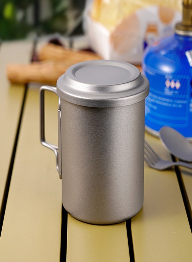 HWZBBEN Titanium Tea Cup with Folding Handle Outdoor Camping Tea Maker Mug with Tea Strainer 420ml - Image 5