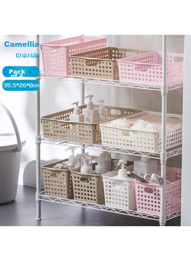 CHAHUA Camellia Round Dot Storage Basket, Desktop Storage Basket, Kitchen Storage Basket, Strainer Basket, Fruit Basket, Vegetable Washing Basket - Xl, Set Of 4 - Image 1