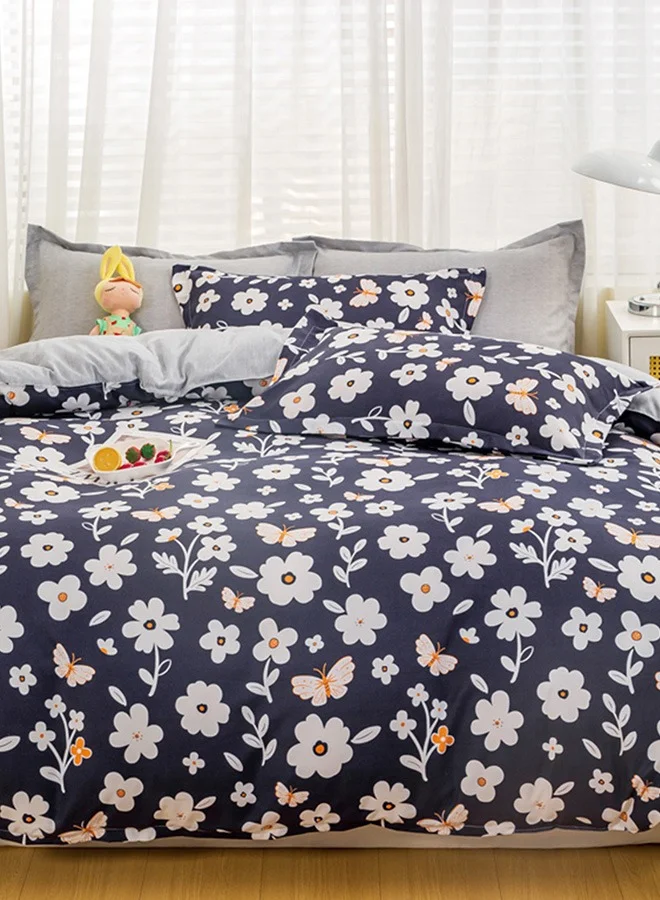 شاربدو 4-Piece Bedding Set, Small Floral Style Quilt Cover Set, Including 1 Quilt Cover, 1 Sheet, 2 Pillowcases, 2m Bed (220*230cm)