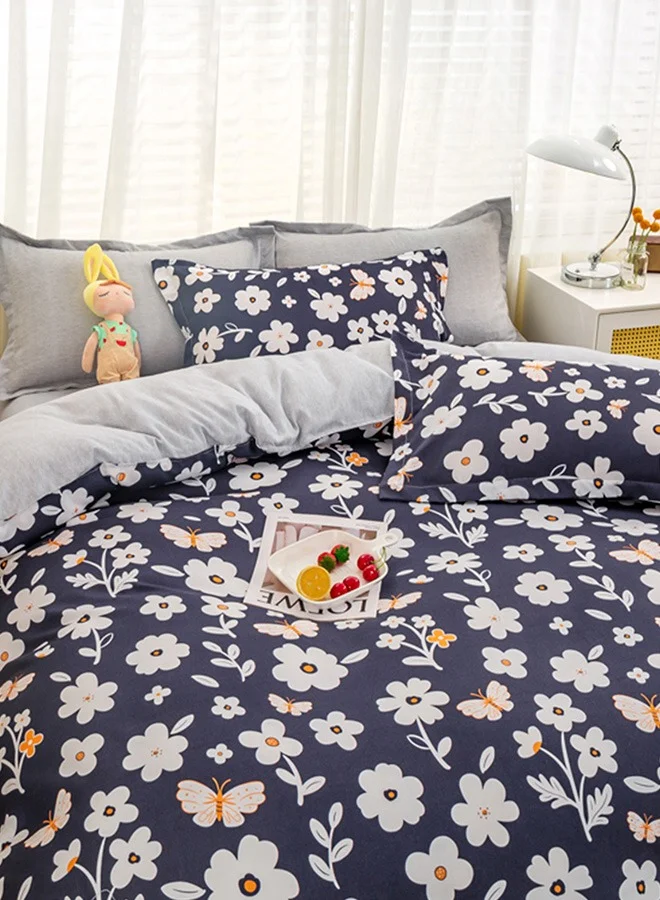 شاربدو 4-Piece Bedding Set, Small Floral Style Quilt Cover Set, Including 1 Quilt Cover, 1 Sheet, 2 Pillowcases, 2m Bed (220*230cm)
