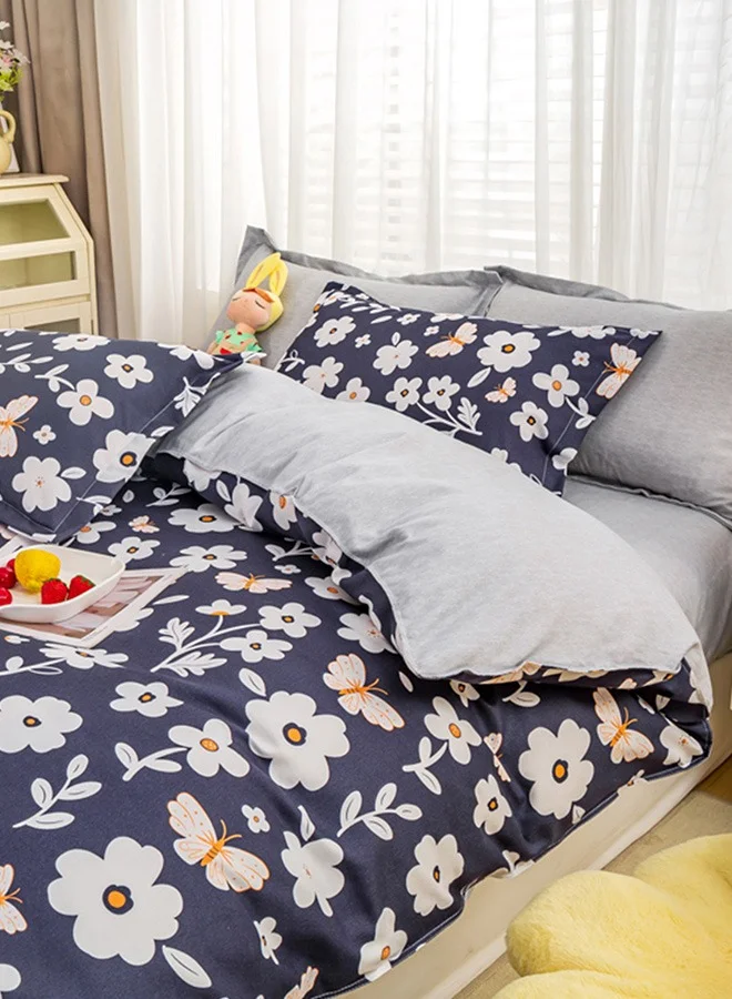 شاربدو 4-Piece Bedding Set, Small Floral Style Quilt Cover Set, Including 1 Quilt Cover, 1 Sheet, 2 Pillowcases, 2m Bed (220*230cm)