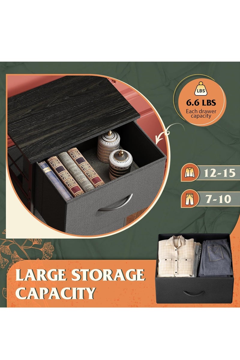 دبليو لايف درسر مع 4 أدراج، برج تخزين الأقمشة، وحدة تنظيم لغرفة النوم، الرواق، المدخل، الخزائن، إطار صلب صلب، أعلى الخشب، مقبض سحب سهل الأسود - Image 5