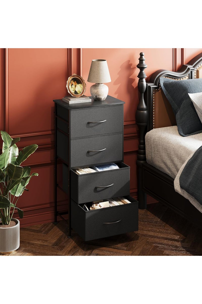 دبليو لايف درسر مع 4 أدراج، برج تخزين الأقمشة، وحدة تنظيم لغرفة النوم، الرواق، المدخل، الخزائن، إطار صلب صلب، أعلى الخشب، مقبض سحب سهل الأسود - Image 4