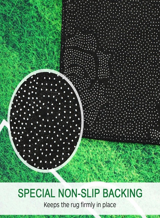 balacoo Soccer Rug for Bedroom, 47x31'' Non-Slip Soccer Field Area Rug for Boys Bedroom and Gamer Room Decor, Football Pitch Printed Carpet (Green) - Image 4