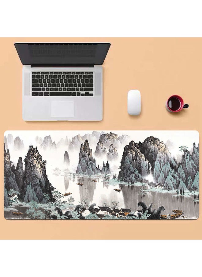 Mouse Pad Oversized Chinese Style Table Pad Home Office Computer Laptop Table Pad Thickened Landscape Mouse Pad-color:900mm*400mm4mm-pattern:Jiangshan Renjia  - Image 1
