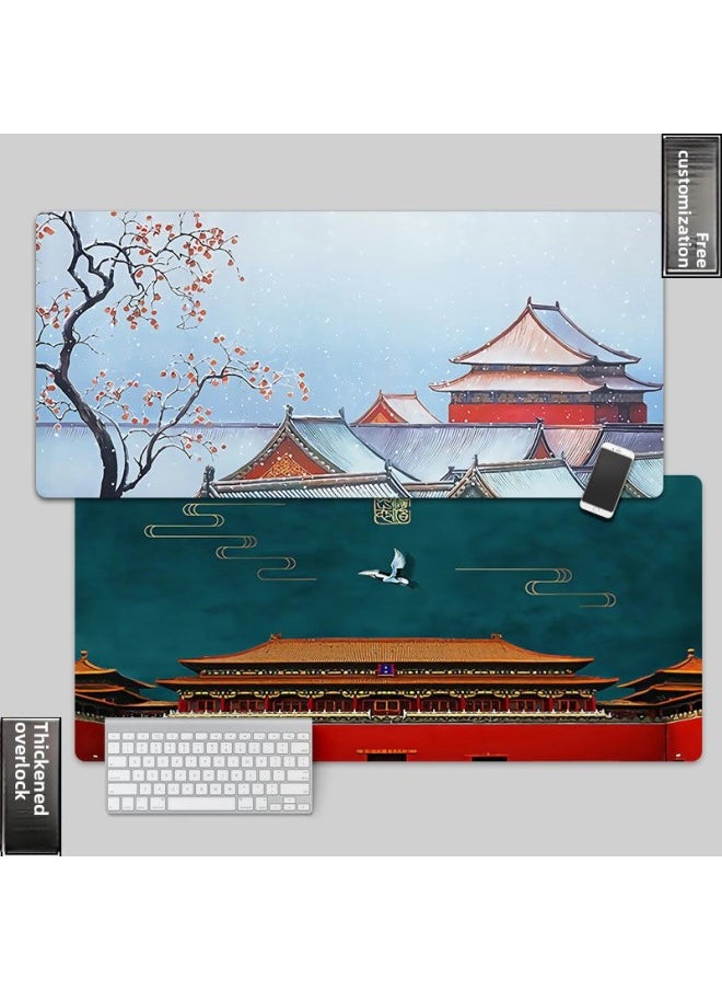 Mouse Pad Oversized Chinese Style Table Pad Home Office Computer Laptop Table Pad Thickened Landscape Mouse Pad-color:900mm*400mm4mm-pattern:Jiangshan Renjia  - Image 3