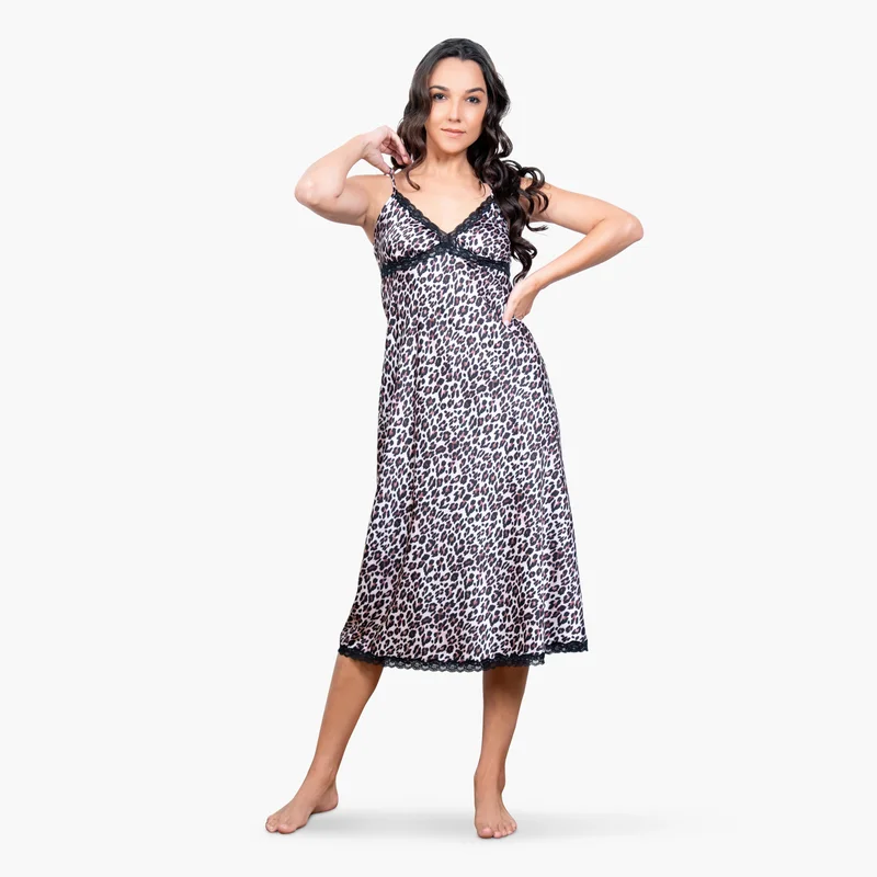 أدريا Aadaraya All-Over Animal Print Slip Dress