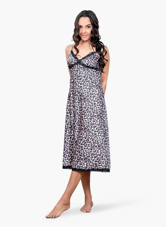 Aadaraya Aadaraya All-Over Animal Print Slip Dress