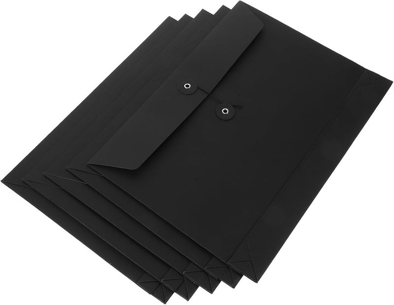 Abaodam 5pcs A4 Kraft Paper Document Bags 34x25x4cm String Button File Folders Waterproof Document Holders for School Office Filing and Storage - Image 1