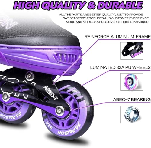 PAPAISON Adjustable Inline Skates for Kids and Adults with Full Light Up Wheels, Outdoor Roller Skates for Girls and Boys, Men and Women - Image 5