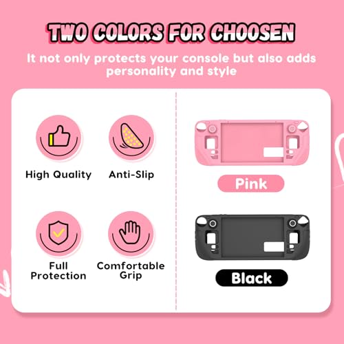 IINE Protective Case for Steam Desk OLED, Steamdesk OLED Silicone Cover Case, 9-in-1 Protective Silicone Shell with Anti-Scratch Cover Protector, Steam Deck OLED Accessories Set,Pink - Image 3