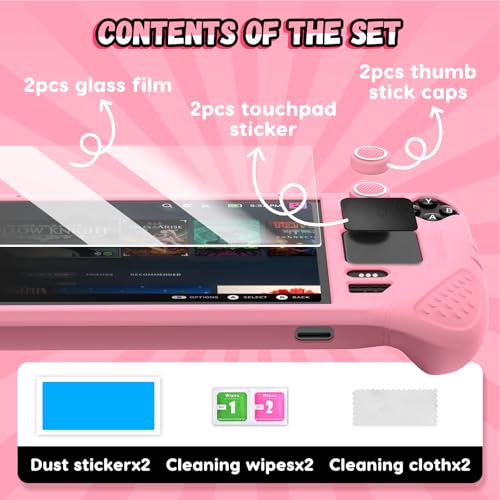 IINE Protective Case for Steam Desk OLED, Steamdesk OLED Silicone Cover Case, 9-in-1 Protective Silicone Shell with Anti-Scratch Cover Protector, Steam Deck OLED Accessories Set,Pink - Image 5