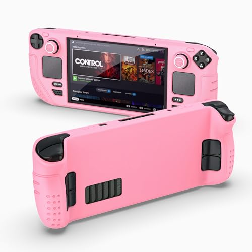 IINE Protective Case for Steam Desk OLED, Steamdesk OLED Silicone Cover Case, 9-in-1 Protective Silicone Shell with Anti-Scratch Cover Protector, Steam Deck OLED Accessories Set,Pink - Image 1