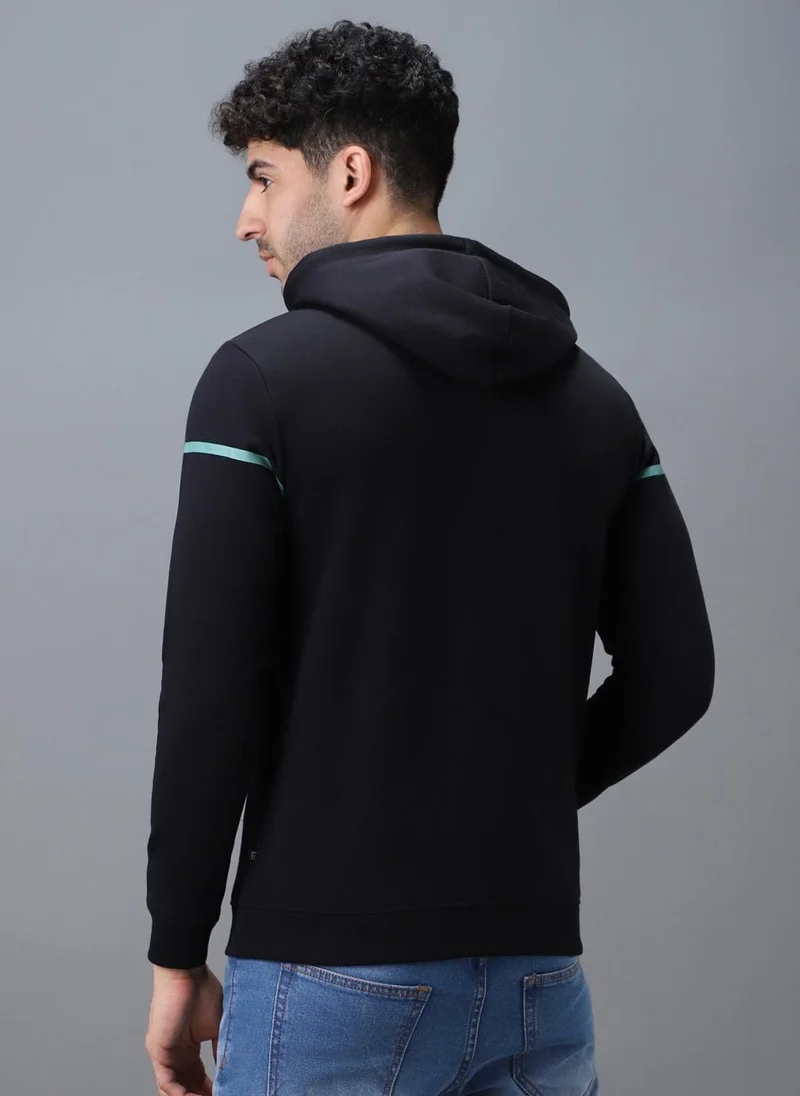 Urbano Fashion  Urbano Fashion Men's Black Cotton Solid Hooded Neck Sweatshirt for Men | Best Price UAE