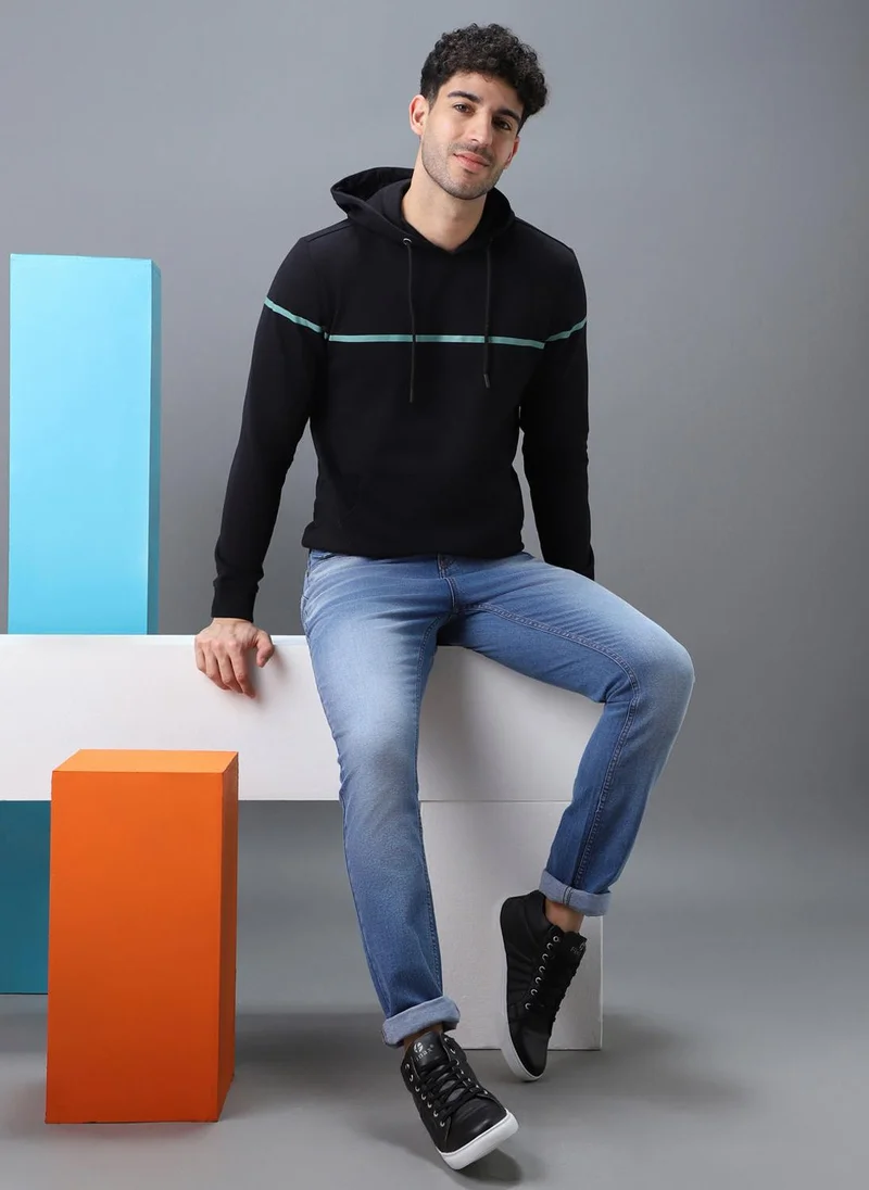 Urbano Fashion  Urbano Fashion Men's Black Cotton Solid Hooded Neck Sweatshirt for Men | Best Price UAE