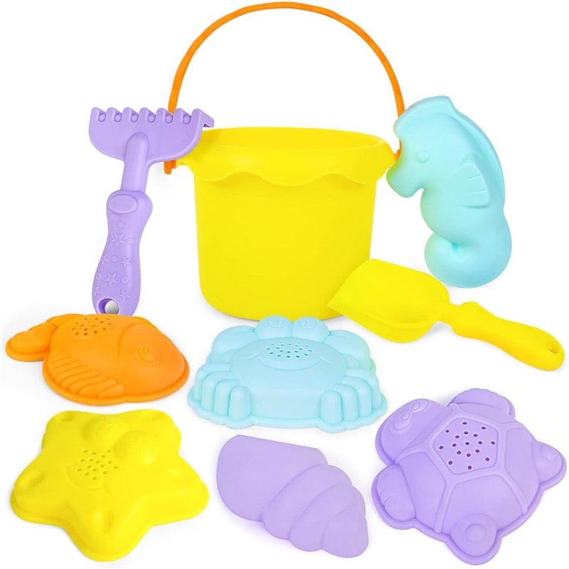 3 Otters Beach Toys Set Baby Beach Buckets and Shovels RakesTool Kit Sand Bucket Boys and Girls Sand Toys Set 9PCS - Image 4