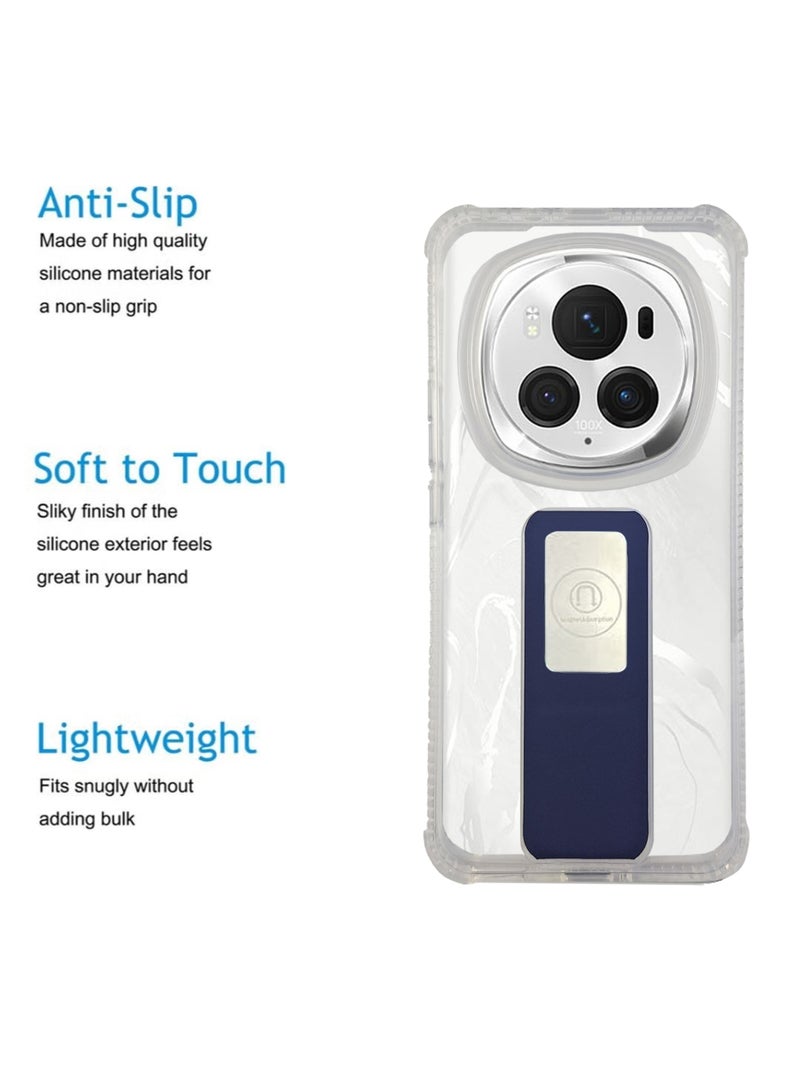 Waldic Premium Protective Case Cover With Magnetic Hand Grip For Honor Magic6 Pro - Dark Blue - Image 2