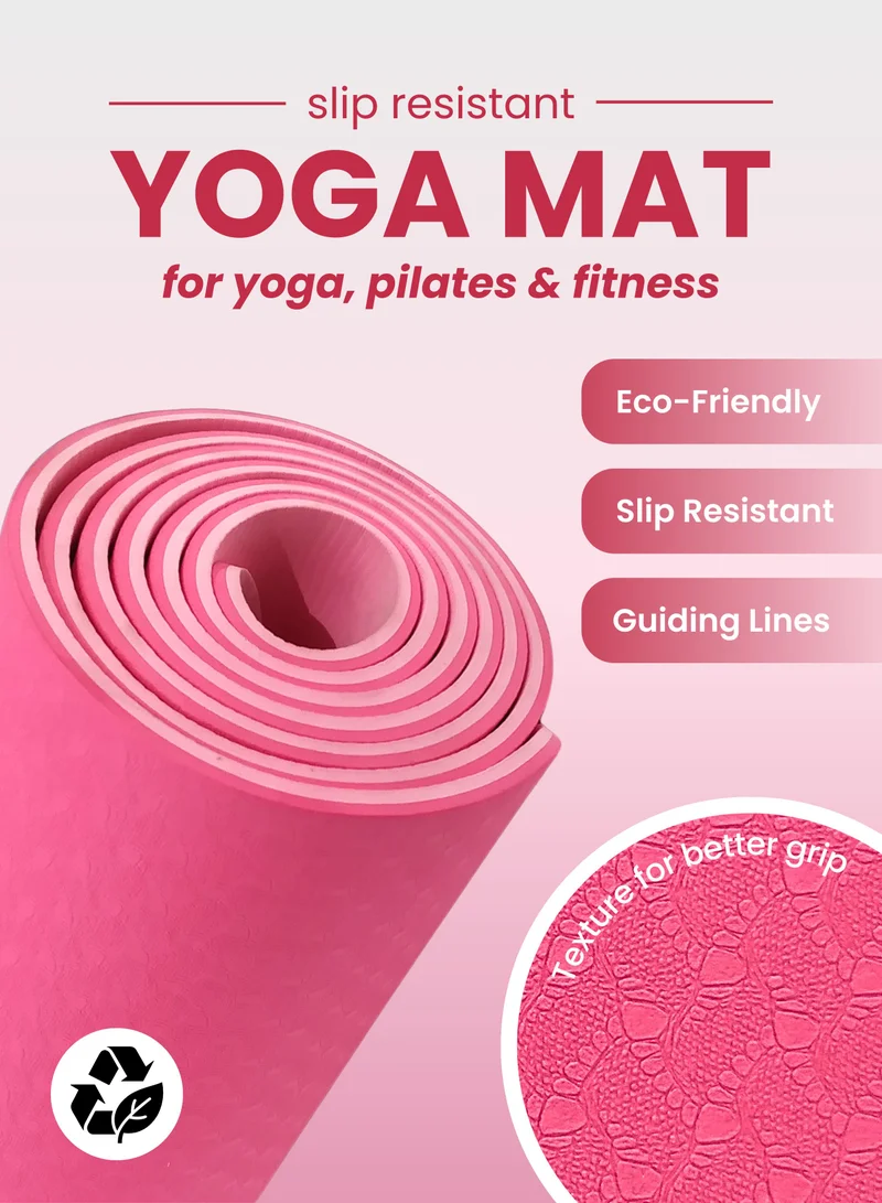 جاست نيتشر حصيرة يوجا مزدوجة الطبقة باللونين الوردي والفروزي