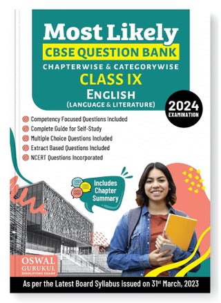 Oswal - Gurukul English (Language & Literature) Most Likely CBSE Question Bank for Class 9 Exam 2024 - Chapterwise & Categorywise, Competency Focused Qs, MCQs, Extract, NCERT Qs, Self Study Guide - pzsku/Z82ED42BC285980272B76Z/45/_/1724845372/0b04de49-1327-400f-ab07-14c7a0f1ffcb