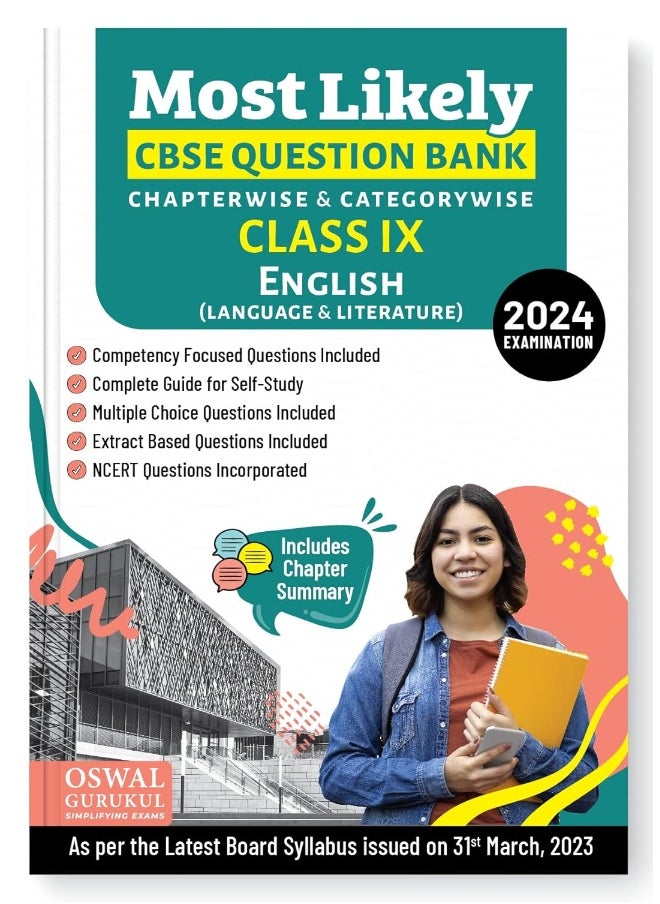 Oswal - Gurukul English (Language & Literature) Most Likely CBSE Question Bank for Class 9 Exam 2024 - Chapterwise & Categorywise, Competency Focused Qs, MCQs, Extract, NCERT Qs, Self Study Guide  - Image 1