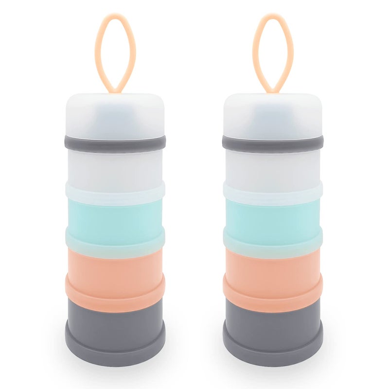 LADISO Baby Formula Dispenser Formula Container Portable Milk Powder Container NonSpill Stackable Baby Snack Storage Container Baby Feeding Travel Storage Container BPA Free 4 Layers 2 Packs - Image 1