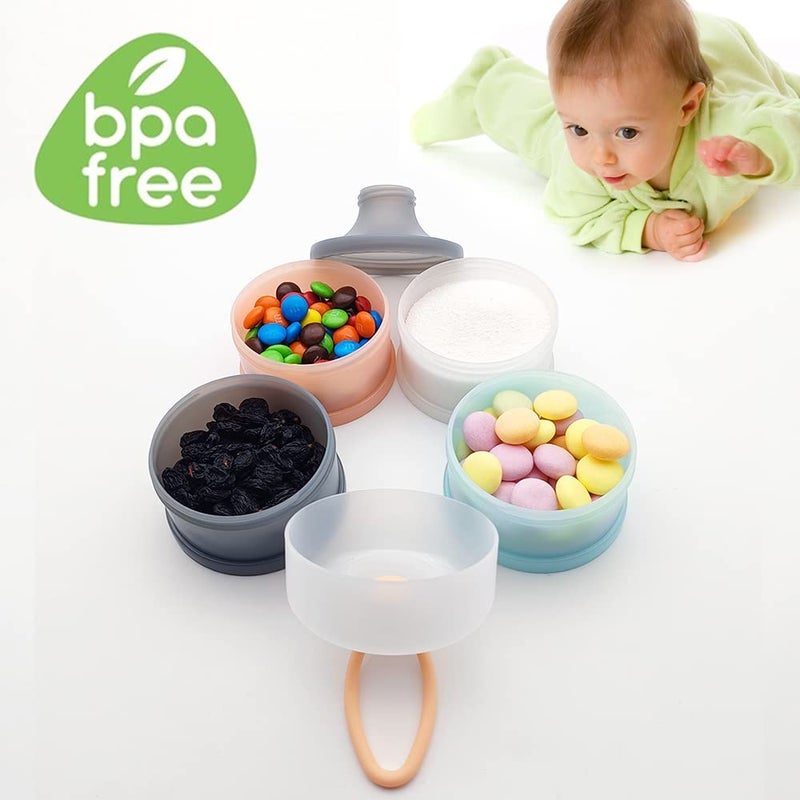 LADISO Baby Formula Dispenser Formula Container Portable Milk Powder Container NonSpill Stackable Baby Snack Storage Container Baby Feeding Travel Storage Container BPA Free 4 Layers 2 Packs - Image 3