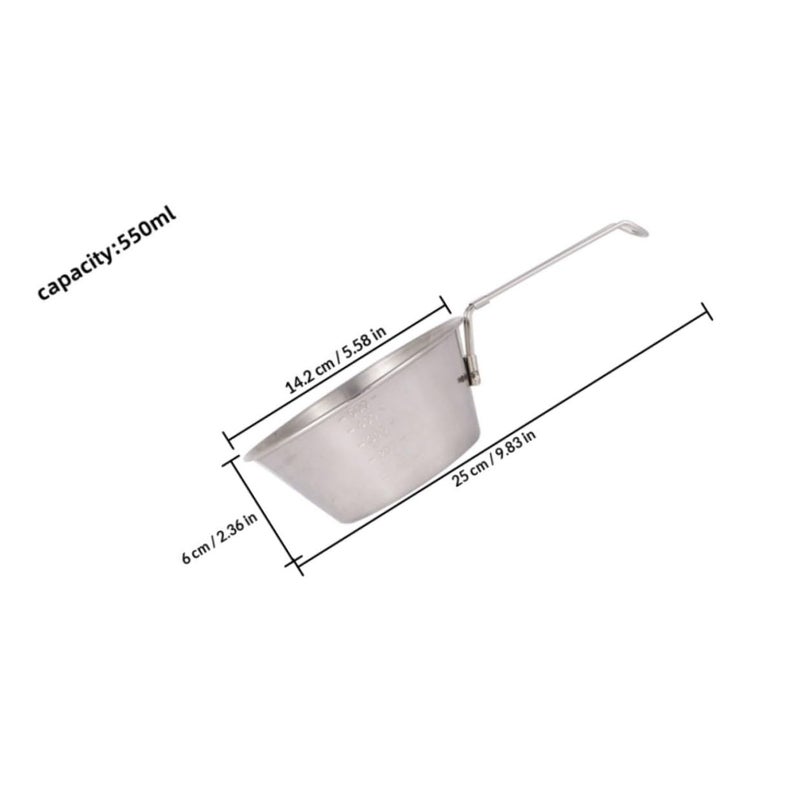 Foldable 304 Stainless Steel Bowl 550ml Portable Outdoor Camping Picnic Barbecue Cookware - Image 3