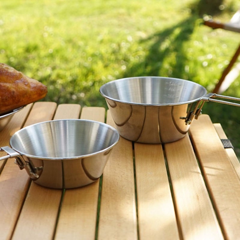 Foldable 304 Stainless Steel Bowl 550ml Portable Outdoor Camping Picnic Barbecue Cookware - Image 5