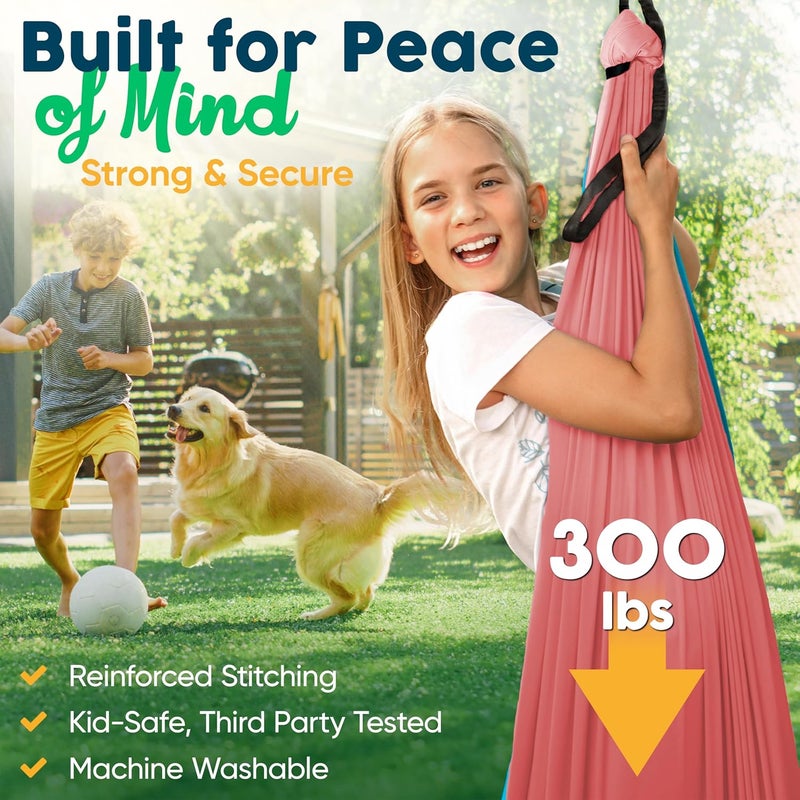 VISSE Sensory Swing for Kids Indoor - Calming Cocoon Therapy Swing 360° Hardware - Holds 300lbs - Indoor Outdoor Sensory Hammock - Autism ADHD SPD Trusted Sensory Support - Image 4
