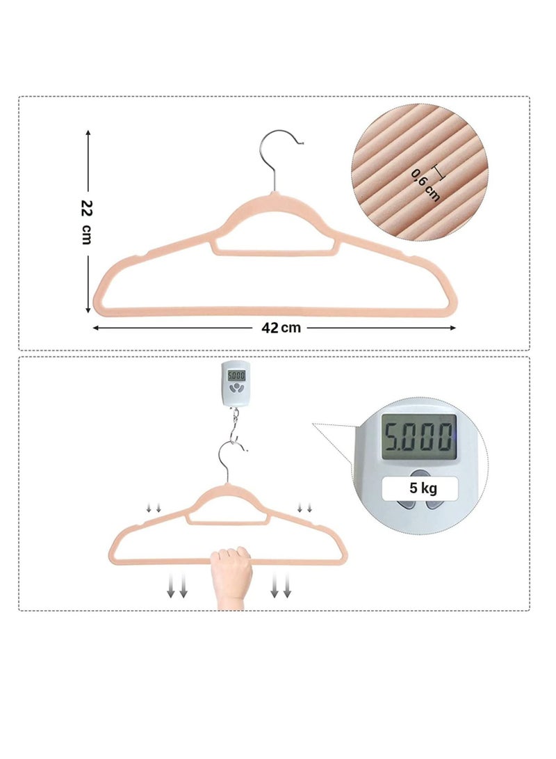 Red Dot Gift 50 Pieces 42cm Pink Non-Slip Velvet Clothes Hanger with 360 Degree Rotatable Hook Durable and Slim - Image 2
