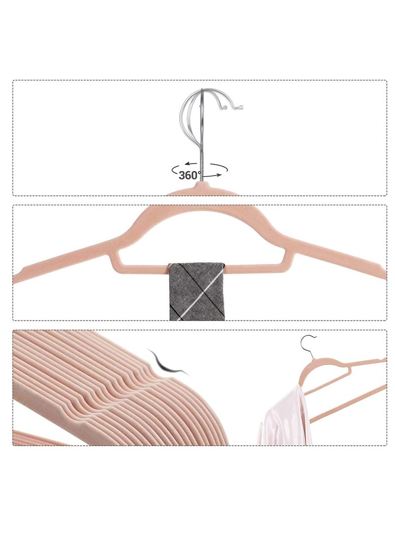 Red Dot Gift 50 Pieces 42cm Pink Non-Slip Velvet Clothes Hanger with 360 Degree Rotatable Hook Durable and Slim - Image 3