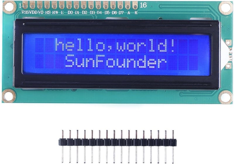 SunFounder LCD1602 Module with 16x2 Character Display, 3.3V Backlight, Compatible with Arduino R3 Mega2560, Raspberry Pi - Image 1
