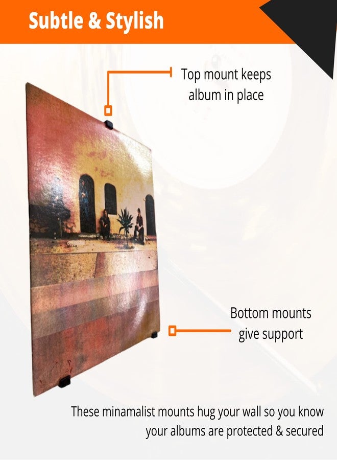 3d Lasers Lab Minimalist Vinyl Record Album Wall Mount Display-10 Pack| No Wall Damage so Perfect for Apartments, Dorms, & Office | Your Favorite Holder for Your 7-12 inch LPs… (Black, 10-Record) - Image 4