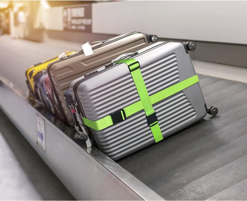 Inditradition Adjustable Nylon Luggage Straps Belt, TSA Approved Suitcase Belt, 2 Meter Length (Pack of 2) (Green) - Image 4