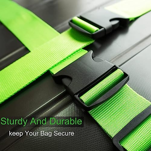 Inditradition Adjustable Nylon Luggage Straps Belt, TSA Approved Suitcase Belt, 2 Meter Length (Pack of 2) (Green) - Image 2