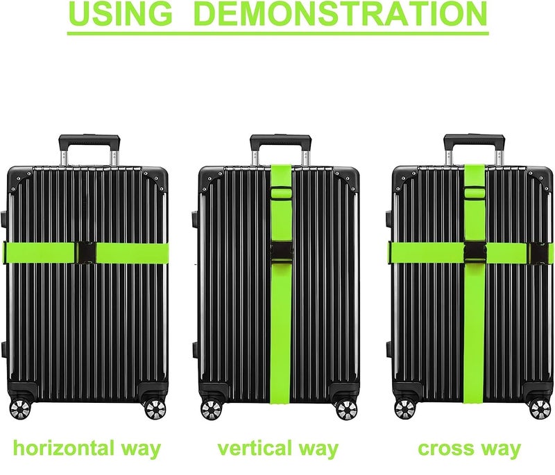 Inditradition Adjustable Nylon Luggage Straps Belt, TSA Approved Suitcase Belt, 2 Meter Length (Pack of 2) (Green) - Image 3