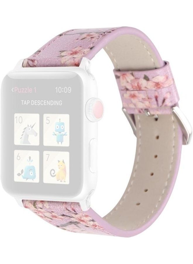 NIBEMINENT Plum Series Leather Replacement Watchbands For Apple Watch 7/6/5/4/3/2/1/SE 45/44/42mm Light Purple - Image 1