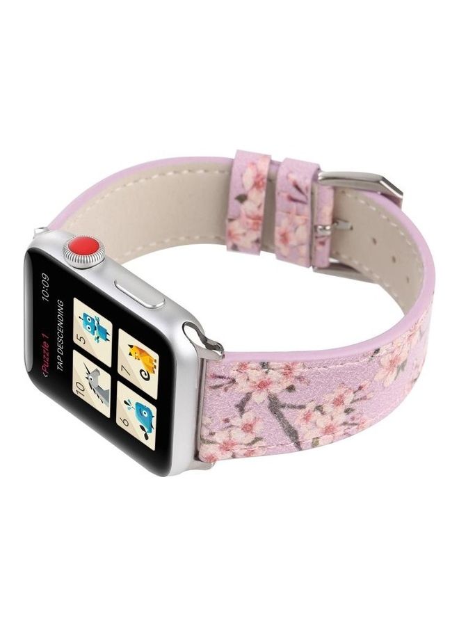 NIBEMINENT Plum Series Leather Replacement Watchbands For Apple Watch 7/6/5/4/3/2/1/SE 45/44/42mm Light Purple - Image 4