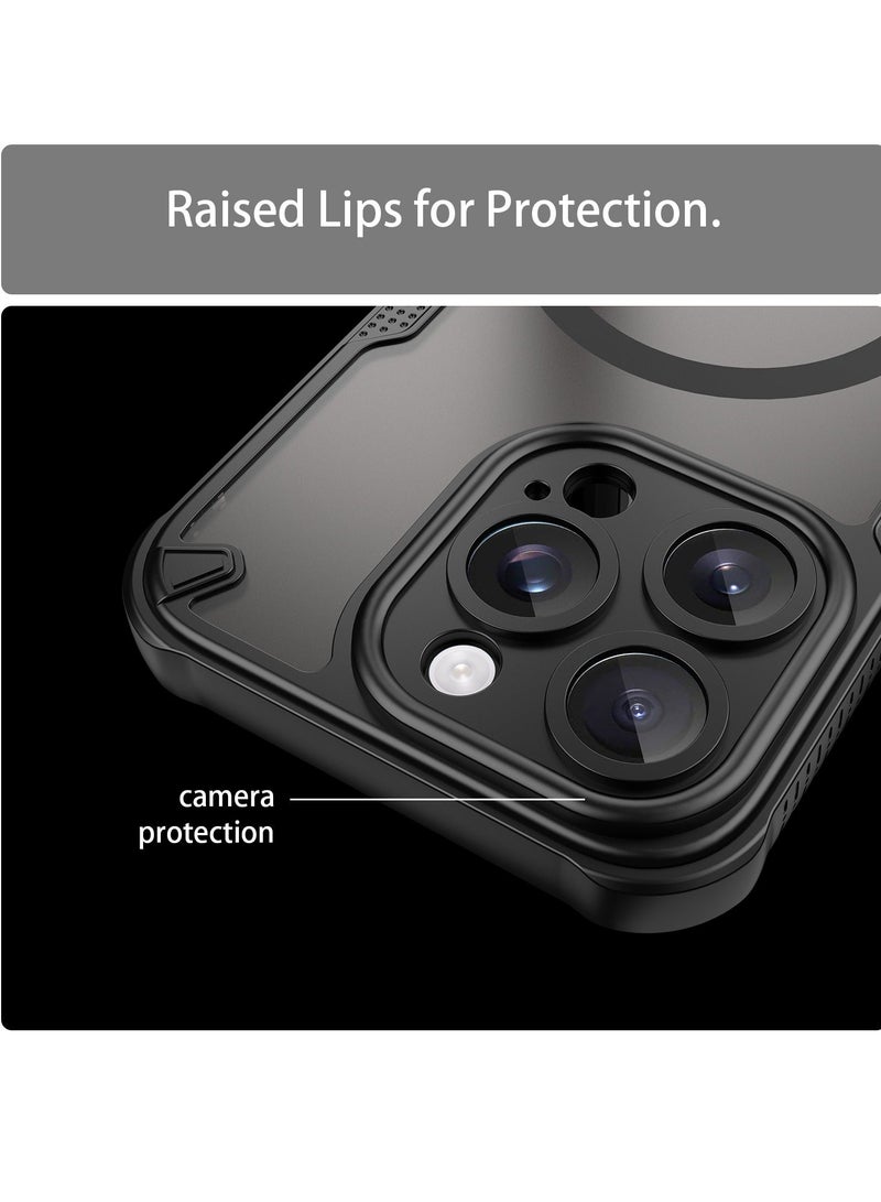 غطاء الحالة المغناطيسية لـ iPhone 15 Pro 5G ، درع من فرشاة مريحة زيت مقاوم للماء TPU + PC ناعم شبه شفاف ماتي يشعر الهواتف الخلوية الحماية الظهر الحالة لـ iPhone 15 Pro 5G ، أسود - Image 5