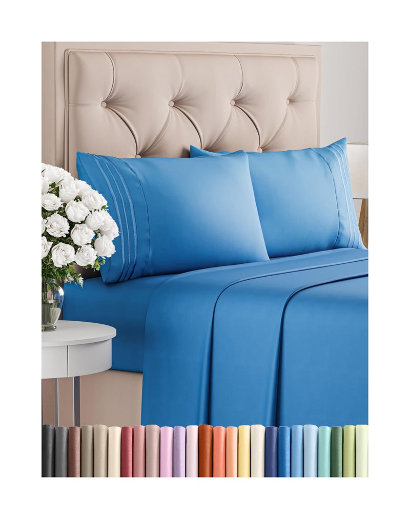 CGK Unlimited Full Size 4 Piece Sheet Set  Comfy Breathable  Cooling Bed Sheets Set  Hotel Luxury Bedding for Women Men Kids Teens Boys  Girls  Deep Pockets Soft and Wrinkle Free  OekoTex  Royal Blue 