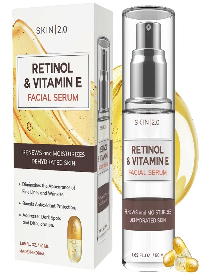 سكين 2.0 سيروم الوجه Skin 2.0 بالريتينول وفيتامين E - 1.69 أونصة سائلة، خالٍ من القسوة، يقلل من آثار حب الشباب والتجاعيد، مضاد للشيخوخة، يجدد البشرة، مرطب، جمال كوري - Image 1